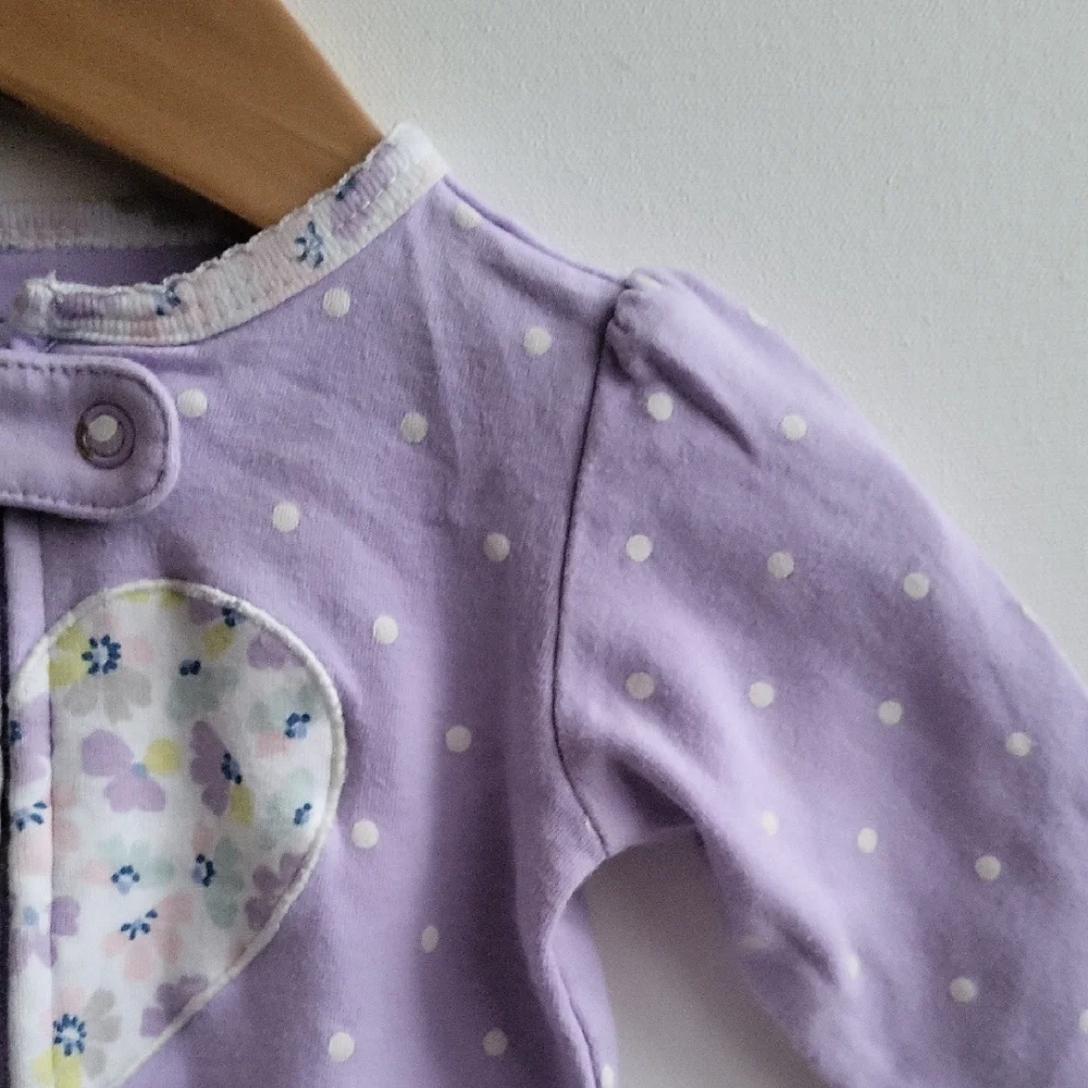 6m Carter's Lavender Baby Footie with Floral Accents